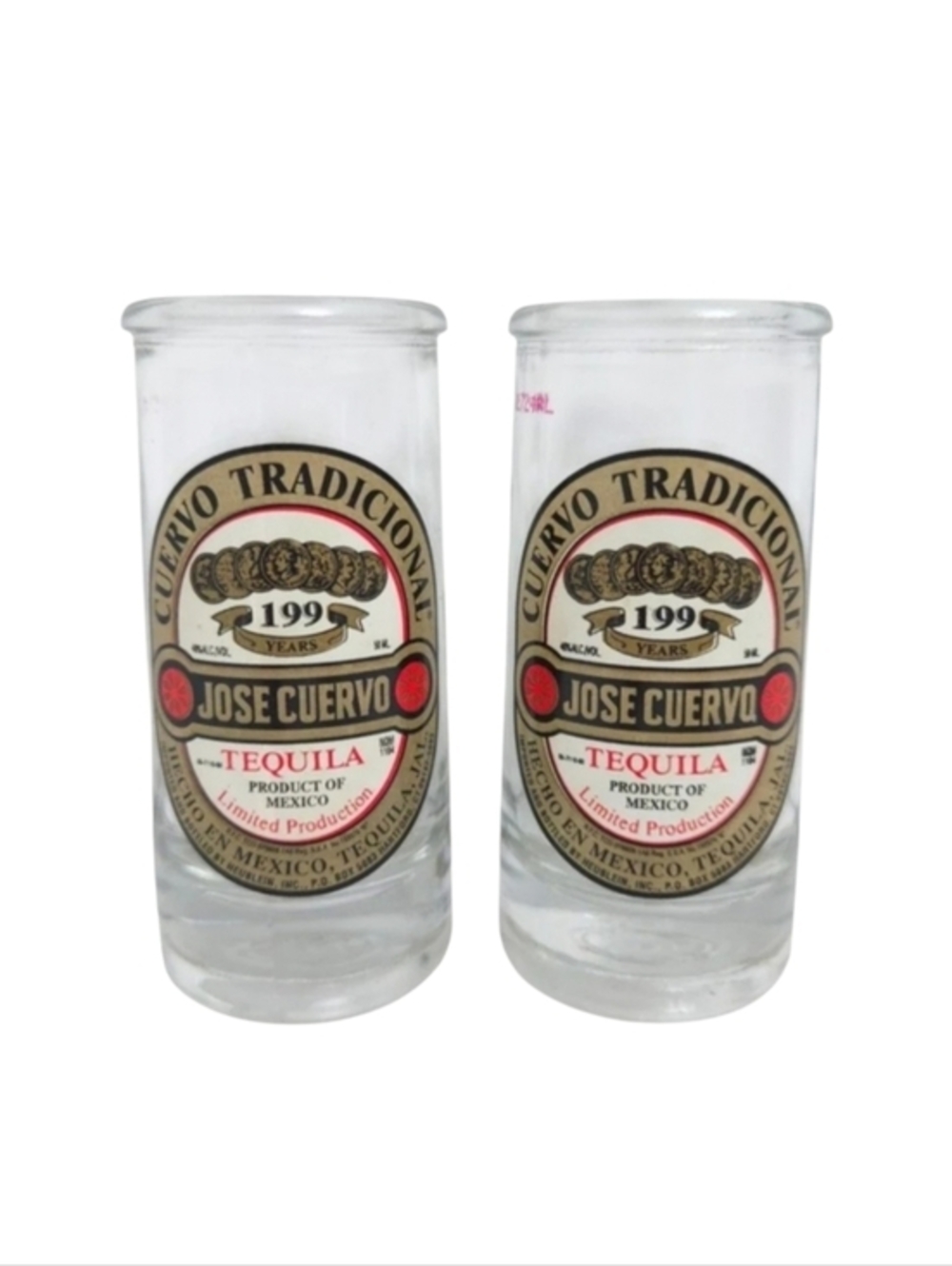 Jose Cuervo 1995 Vintage 199 Year Anniversary Tequila Shot Glasses (Set of 2)
